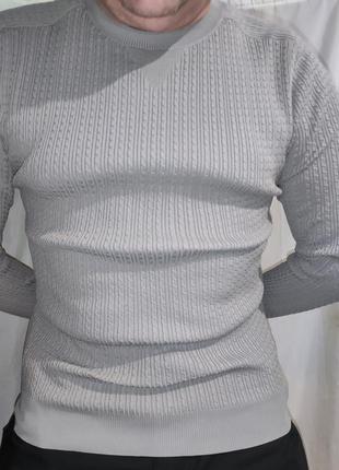 Сірий чоловічий джемпер кофта river island.c-m