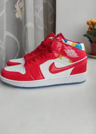 Кросівки nike air jordan 1 mid se barcelona sweater red patent5 фото