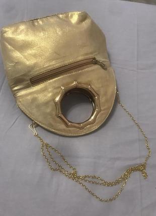 Сумка сумочка клатч ридикюль нарядная коктельная золотая парча5 фото