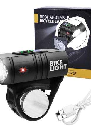 Акумуляторний велосипедний ліхтар із мигалкою bike light bk-01 pro xpe | велофара на кермо6 фото