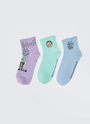 36-38/39-40нові фірмові жіночі шкарпетки з принтом rick and morty 3 пари lc waikiki вайкікі