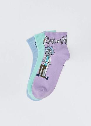 36-38/39-40нові фірмові жіночі шкарпетки з принтом rick and morty 3 пари lc waikiki вайкікі2 фото