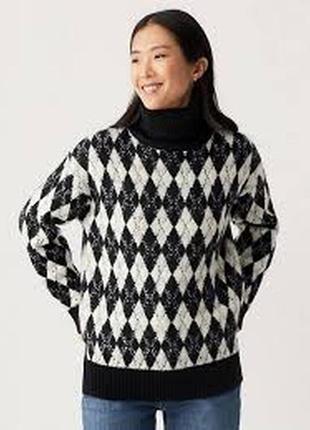 Теплый свитер свободного кроя с высоким воротом бренда marks &amp; spencer 💥в составе шерсть 👌7 фото