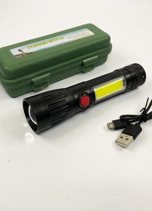 Ліхтар ручний x-balog bl-645s-xpe+cob, зу microusb, ліхтарик тактичний nv-320 акумуляторний ручний