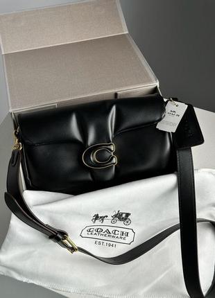 Coach pillow tabby 26 leather shoulder bag black сумочка
