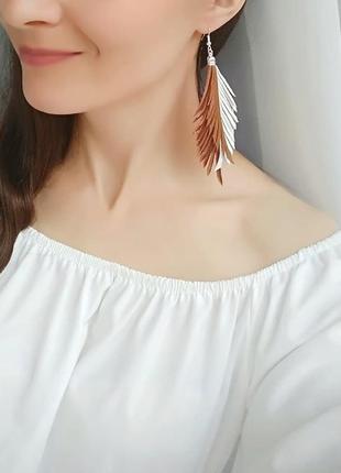 Кожаные серьги-перья ′zara′ 2