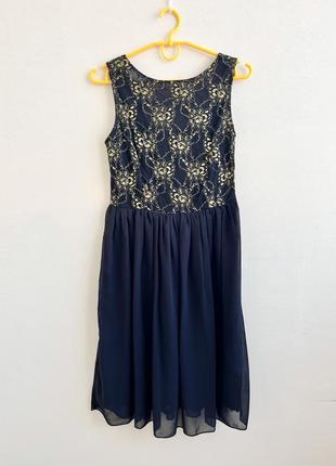 ❄️розпродаж❄️чорна сукня із золотим мереживом  peacocks