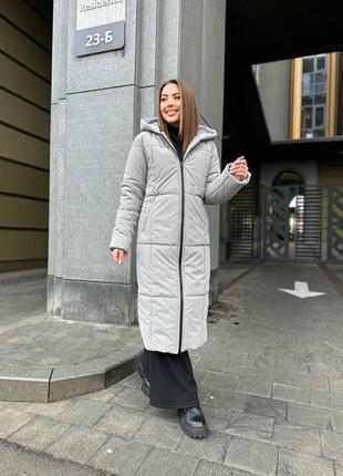 Женское зимнее стеганое пальто из бархатной плащевки с капюшоном на молнии размеры 42-524 фото