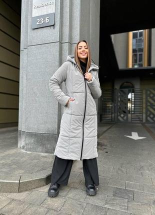Женское зимнее стеганое пальто из бархатной плащевки с капюшоном на молнии размеры 42-526 фото