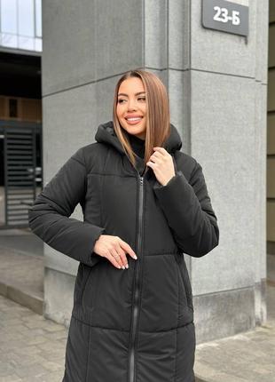 Женское зимнее стеганое пальто из бархатной плащевки с капюшоном на молнии размеры 42-527 фото