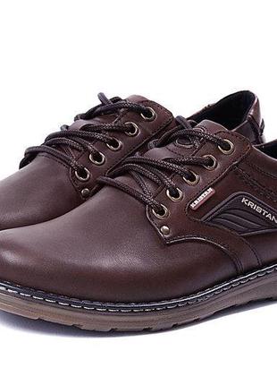 Мужские кожаные туфли kristan brown, коричневые мужские демисезонные повседневные. мужская обувь2 фото
