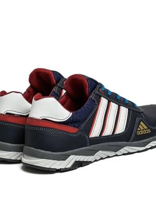 Мужские кожаные кроссовки adidas (адидас) tech flex blue, спортивные мужские туфли синие, кеды повседневные3 фото