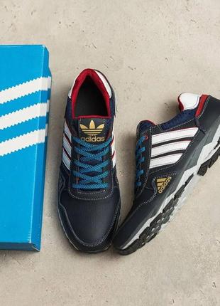 Чоловічі шкіряні кросівки adidas (адідас) tech flex blue, чоловічі спортивні туфлі сині, кеди повсякденні6 фото