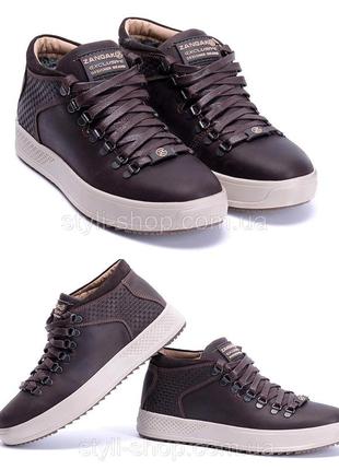Мужские зимние кожаные ботинки zg chocolate exclusive. сапоги, кроссовки мужские зимние коричневые
