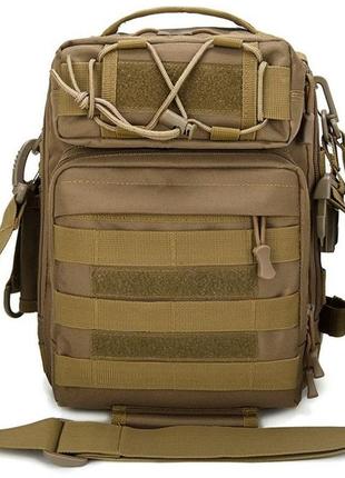 Качественная тактическая сумка, укрепленная мужская сумка, рюкзак тактическая слинг. цвет: койот2 фото