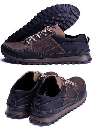 Мужские кожаные кроссовки new balance clasic (нью беленс) brown, кеды коричневые повседневные. мужская обувь