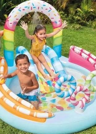 Дитячий надувний ігровий центр intex «солодості» на 165 л, надувні басейни для дітей від 2 років