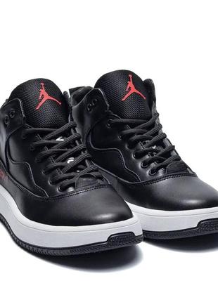 Мужские зимние кожаные кроссовки jordan black, ботинки джордан зимние спортивные черные, мужская зимняя обувь2 фото