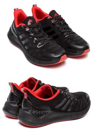 Мужские летние кроссовки сетка adidas (адидас) black, мужские туфли текстильные, кеды черные, мужская обувь