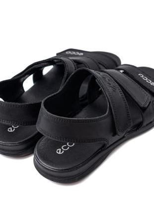 Мужские летние кожаные сандалии e-series black, мужские кожаные шлёпанцы, босоножки черные, мужская обувь3 фото