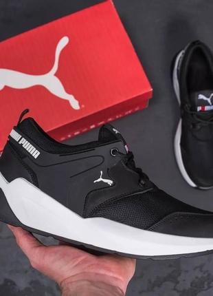 Мужские летние кроссовки сетка puma (пума) black, мужские туфли текстильные, кеды черные, мужская обувь9 фото