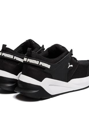 Мужские летние кроссовки сетка puma (пума) black, мужские туфли текстильные, кеды черные, мужская обувь4 фото