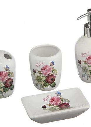 Набор аксессуаров для ванной комнаты 4 предмета керамика. керамические аксессуары для ванной комнаты