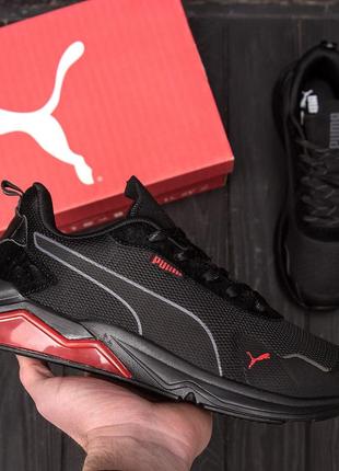 Мужские кроссовки сетка puma пума black, мужские туфли текстильные повседневные, кеды черные, мужская обувь8 фото