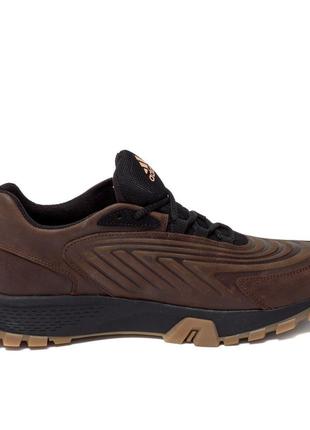 Мужские кожаные кроссовки adidas (адидас) originals ozelia brown, кеды мужские коричневые. мужская обувь4 фото