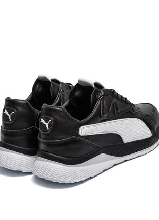 Мужские кожаные кроссовки puma (пума) rs black, мужские кожаные туфли черные, кеды повседневные. мужская обувь4 фото