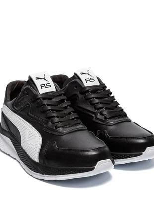 Мужские кожаные кроссовки puma (пума) rs black, мужские кожаные туфли черные, кеды повседневные. мужская обувь2 фото