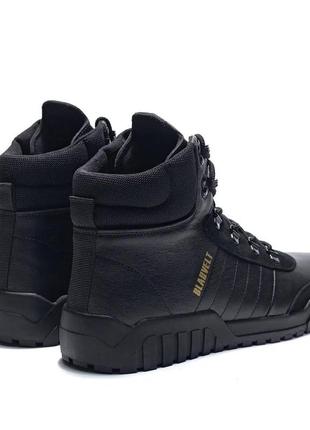 Мужские зимние кожаные ботинки adidas black leather, кроссовки адидас черные, спортивные ботинки3 фото