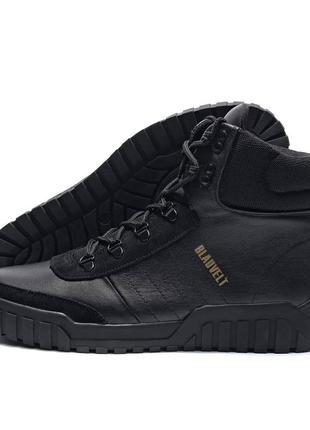 Мужские зимние кожаные ботинки adidas black leather, кроссовки адидас черные, спортивные ботинки4 фото