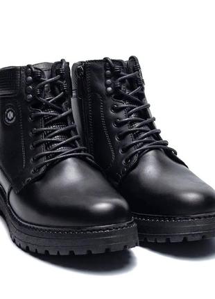 Мужские кожаные зимние ботинки kristan black, мужские кожаные сапоги, кроссовки черные. мужская обувь2 фото