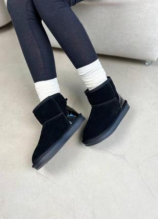 Женские теплые зимние замшевые сапоги ugg mini, женские зимние сапожки, ботинки черные угги. женская обувь3 фото