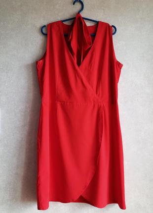 Червона міні сукня на запах дженніфер еністон, кольору феррарі, ручна работа в ательє3 фото