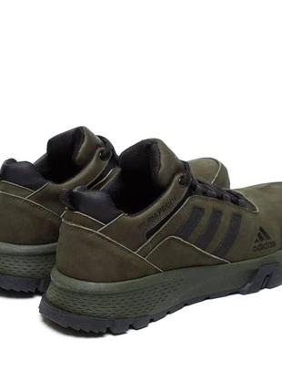 Чоловічі шкіряні кросівки adidas, адідас terrex green, чоловічі туфлі зелені, повсякденні кеди. чоловіче взуття5 фото