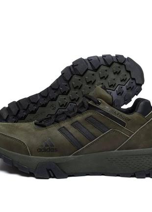 Чоловічі шкіряні кросівки adidas, адідас terrex green, чоловічі туфлі зелені, повсякденні кеди. чоловіче взуття4 фото