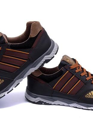 Чоловічі шкіряні кросівки adidas (адідас) tech flex brown, чоловічі спортивні туфлі коричневі, кеди1 фото