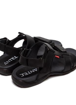 Мужские летние кожаные сандалии antec black. мужские кожаные шлёпанцы, босоножки черные, мужская обувь3 фото