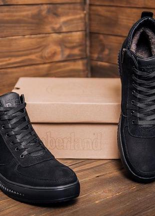 Мужские зимние кожаные ботинки timberland  black, сапоги, кроссовки зимние черные, спортивные ботинки9 фото