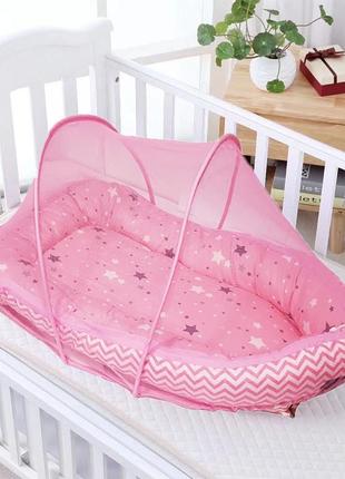 Дитяче переносне складне ліжечко з москітною сіткою portable baby bed, безкаркадне дитяче ліжечко2 фото