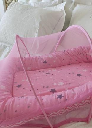 Дитяче переносне складне ліжечко з москітною сіткою portable baby bed, безкаркадне дитяче ліжечко6 фото