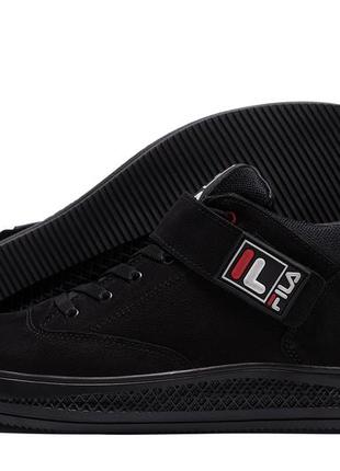 Мужские зимние кожаные ботинки fila black, сапоги, кроссовки зимние черные, спортивные ботинки. мужская обувь5 фото