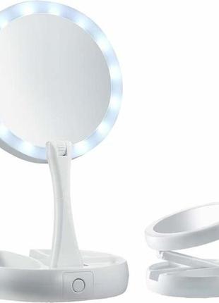 Збільшувальне дзеркало для макіяжу з led світлодіодним підсвічуванням swivel brite