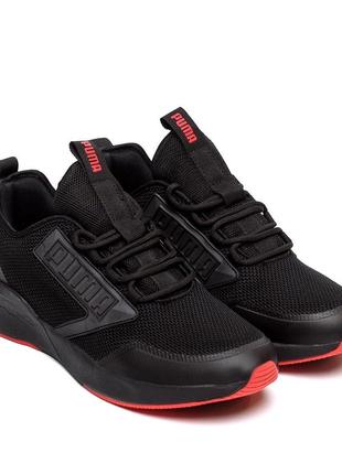 Мужские кроссовки сетка puma пума black, мужские туфли текстильные повседневные, кеды черные, мужская обувь5 фото