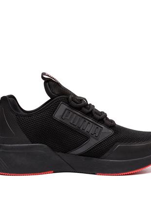 Мужские кроссовки сетка puma пума black, мужские туфли текстильные повседневные, кеды черные, мужская обувь2 фото