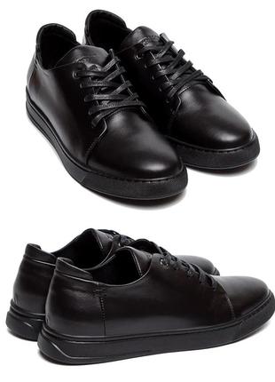 Мужские кожаные повседневные кеды zg black, мужские кожаные туфли, кроссовки черные, мужская обувь