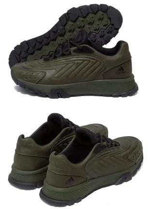 Мужские кожаные кроссовки adidas (адидас) originals ozelia green, кеды мужские зеленые. мужская обувь1 фото