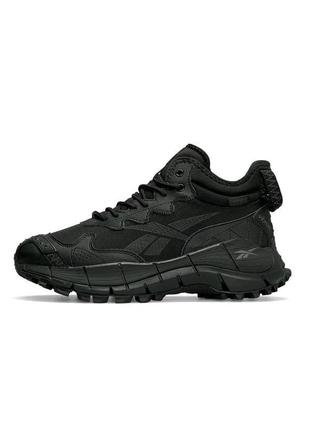 Кросівки чоловічі зимові reebok zig kinetica ii winter black чорні рибок